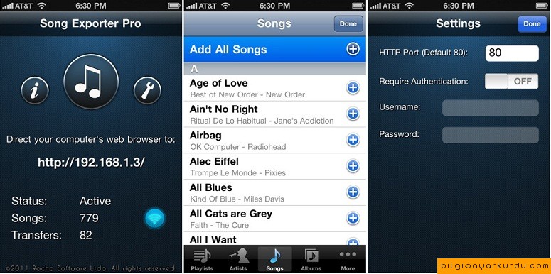 Song Exporter Pro: iPhone, iPod den WiFi İle PC ye Şarkıları Aktarma
